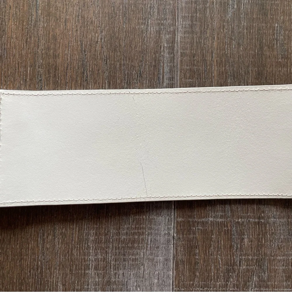 White Leather Vintage Y2K Wide Belt – Silver Ring Buckle, 3” Wide